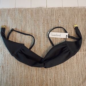 New With Tags LOVERBIRD HAZE TWISTED BANDEAU Black BIKINI TOP Size Large